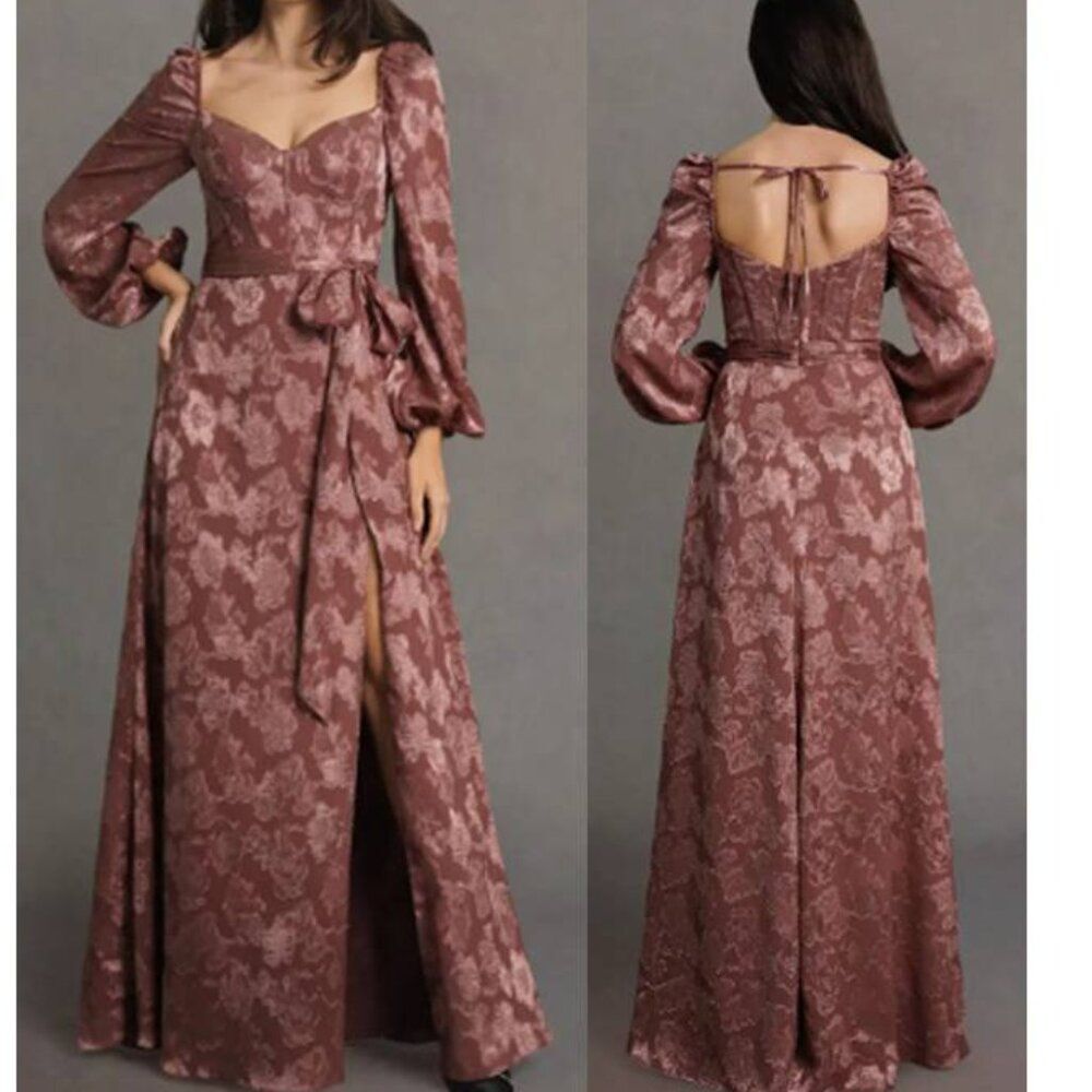 Azazie Women's Suzie Maxi Dress Evening Formal Cocktail Prom Vintage Rose Size 6